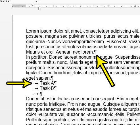 example of word 2013 formatting marks