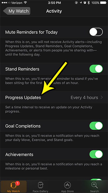 open the progress updates menu