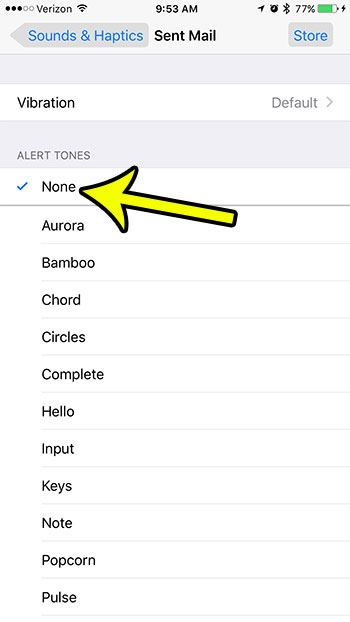 how to disable the sent email sound on iphone 7