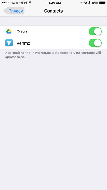 how to view iphone contact permissions