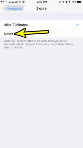 how to stop audio messages from expiring on an iphone 7