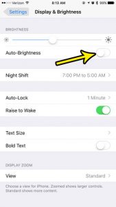 how to disable auto brightness on iphone 7
