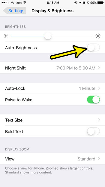 how to disable auto brightness on iphone 7