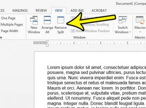how to exit split view in word 2013
