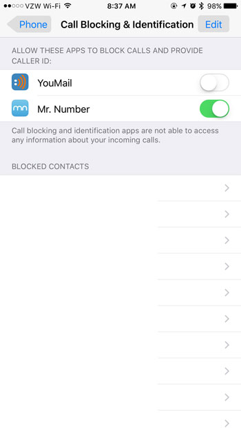 view call blocking information on your iphone