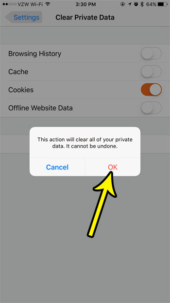 how to delete cookies from firefox on an iphone
