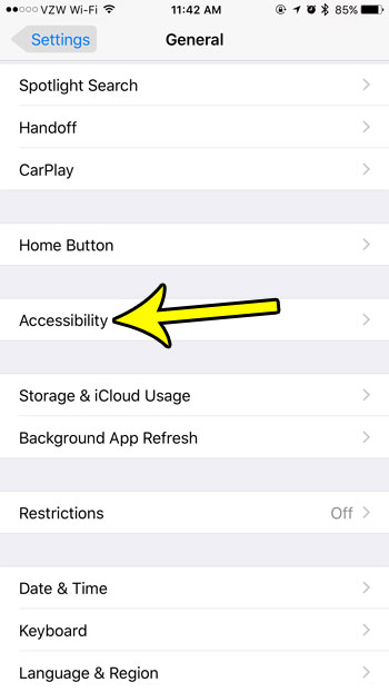 select the accessibility option