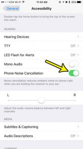 how to enable phone noise cancellation on iphone 7
