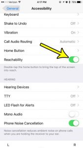how to enable reachability on an iphone 7