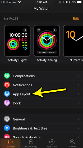 apple watch app layout