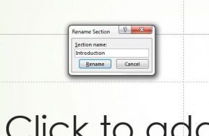 how to rename a section in powerpoint 2013