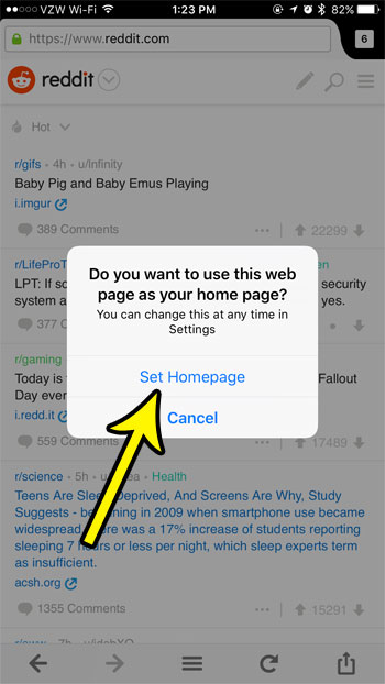 how to set your home page in firefox on iphone