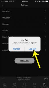 how to sign out of spotify on an iphone