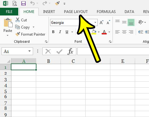 open the page layout menu in excel 2013
