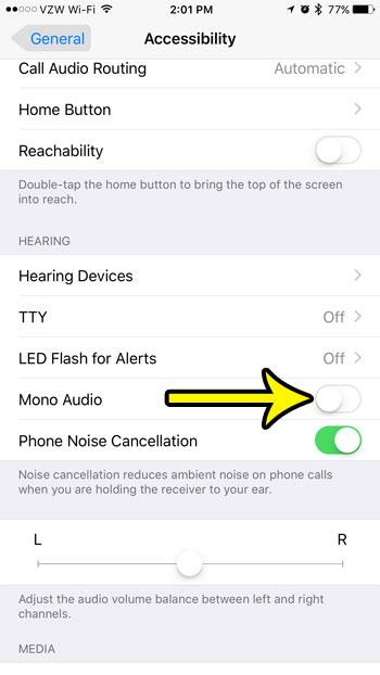 how to enable or disable mono audio on iphone 7