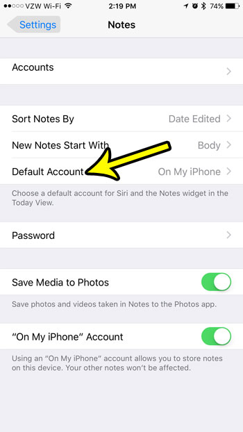 How to Change the Default Notes Account on an iPhone 7 - 58