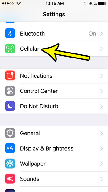 iphone se cellular menu