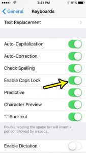 how to enable caps lock on an iphone se
