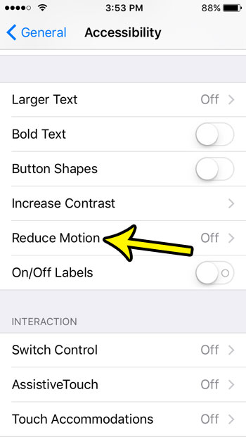 where is reduce motion on iphone se