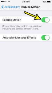 how to enable reduce motion on the iphone se
