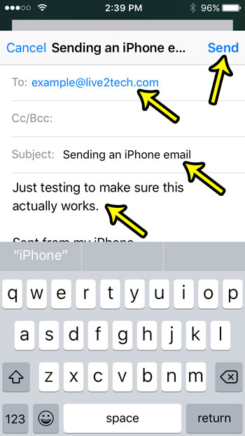 how to send an email from the iphone se