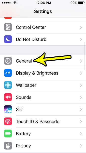 iphone se general menu options