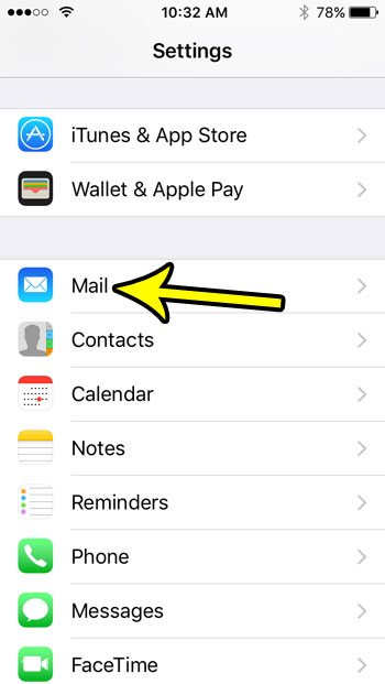 iphone se mail settings