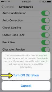 how to disable dictation on iphone se