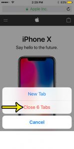 how to close all open tabs in safari on an iphone se