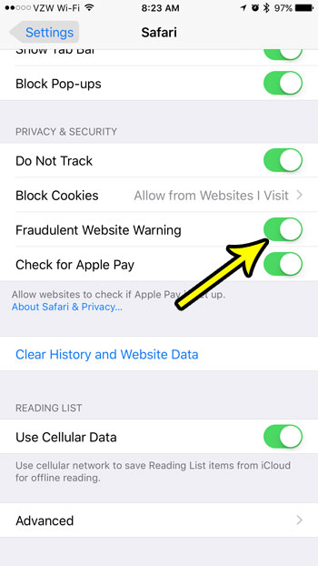 iphone 7 safari fraudulent website warning