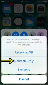 set airdrop to contacts only on an iphone se