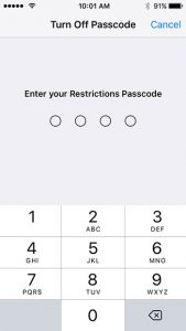 turn off iphone se restrictions
