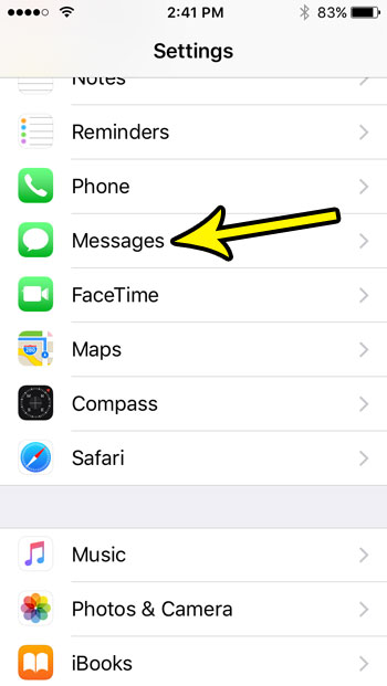 open the messages settings