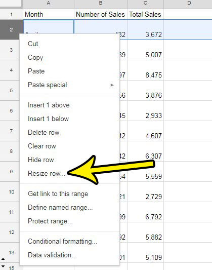 how to resize row in google sheets