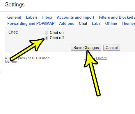 how to turn off chat in gmail