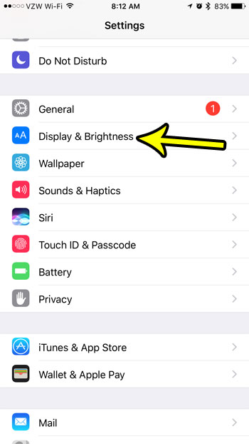 iphone display and brightness menu