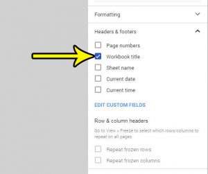 how to print the workbook title in google sheets
