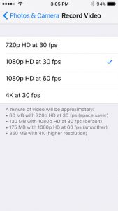 highest video recording resolution on iphone se