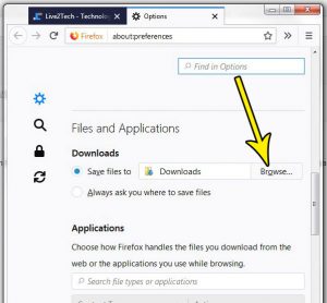 how to change the firefox downloads folder