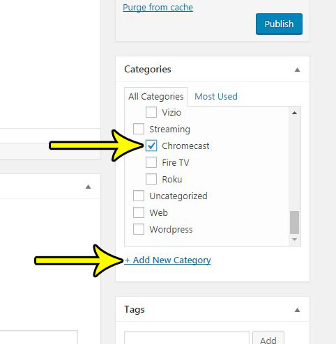 how to put a post into a category in wordpress
