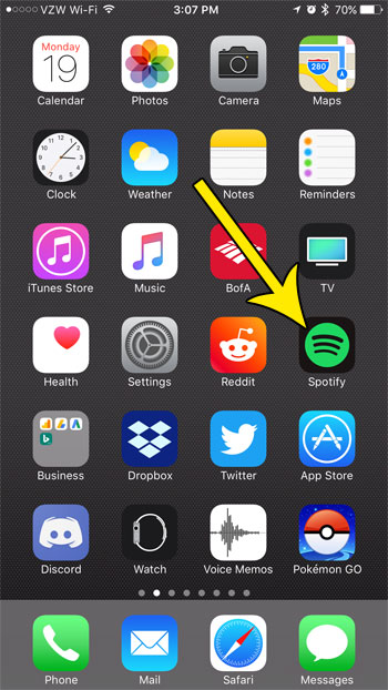tap the spotify app icon