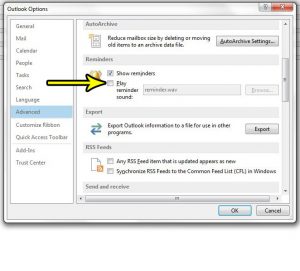 how to disable the outlook 2013 reminder sound