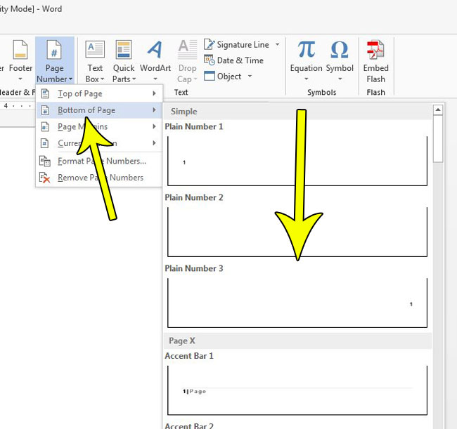 how to add page number in microsoft word