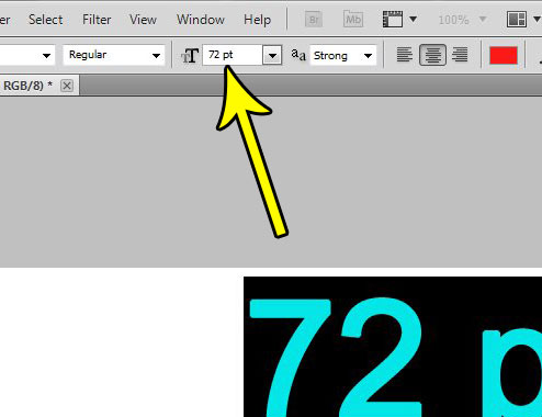 click inside the font size field