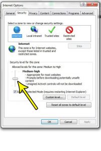 how to change security level in internet explorer