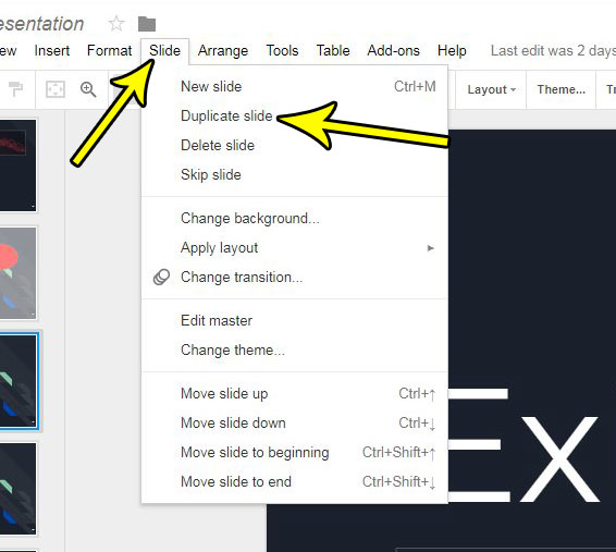 how to duplicate a slide in google slides