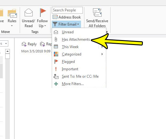 how to filter emails with attachments in outlook 2013