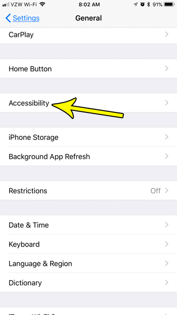 open iphone accessibility menu