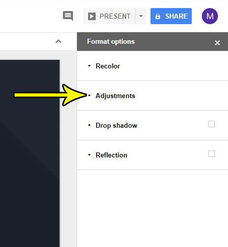 increase picture transparency in google slides