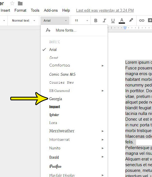 how change font for whole document in google docs